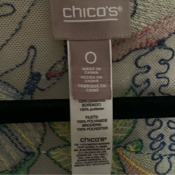 Chico's Floral Mesh Embroidered Jacket in Alabaster Size O or Small/4 - Picture 4 of 10